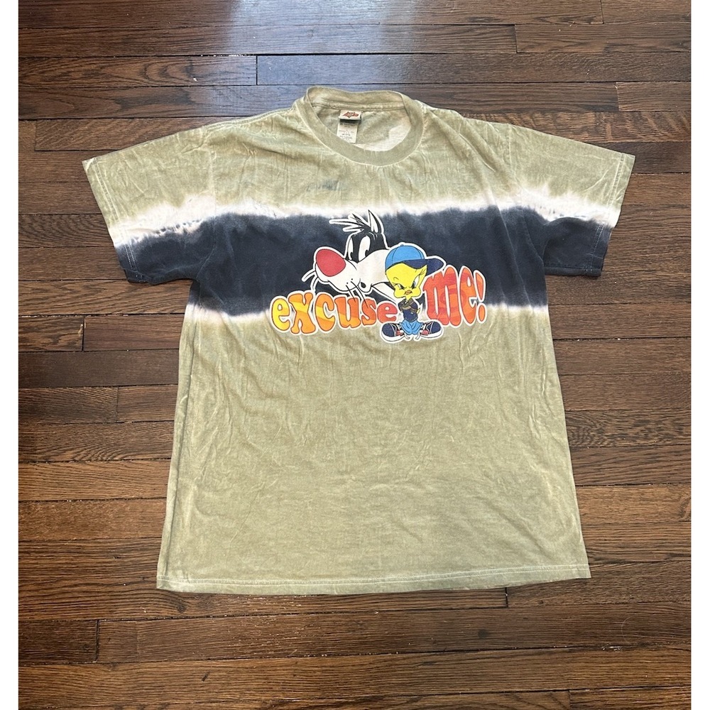 Vintage Looney Tunes Tie Dye T-Shirt Adult Large Tweet Sylvester Excuse‎ Me 90s